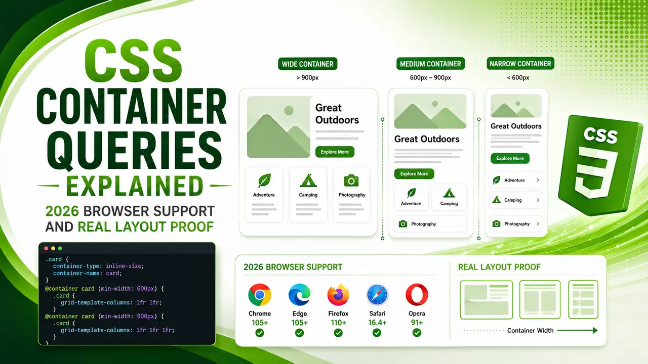 CSS Container Queries Explained: 2026 Browser Support and Real Layout Proof