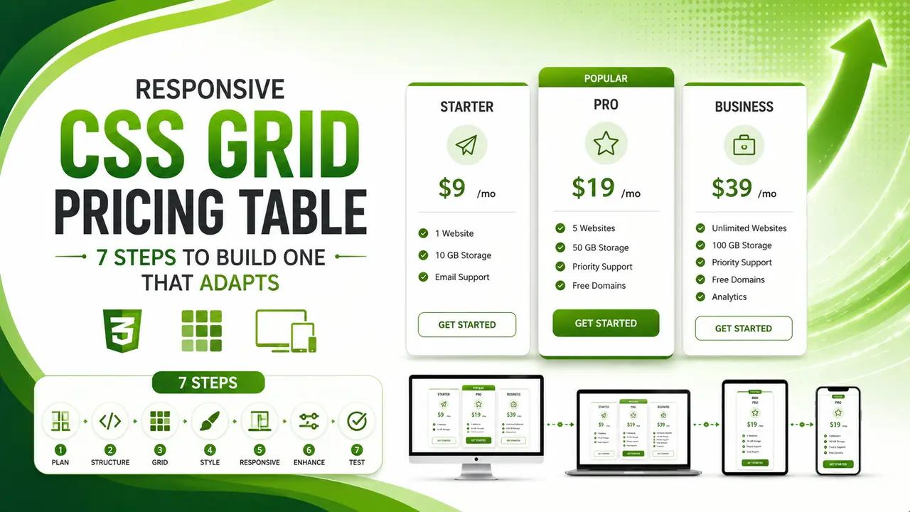 Responsive CSS Grid Pricing Table: 7 Steps to Build One That Adapts