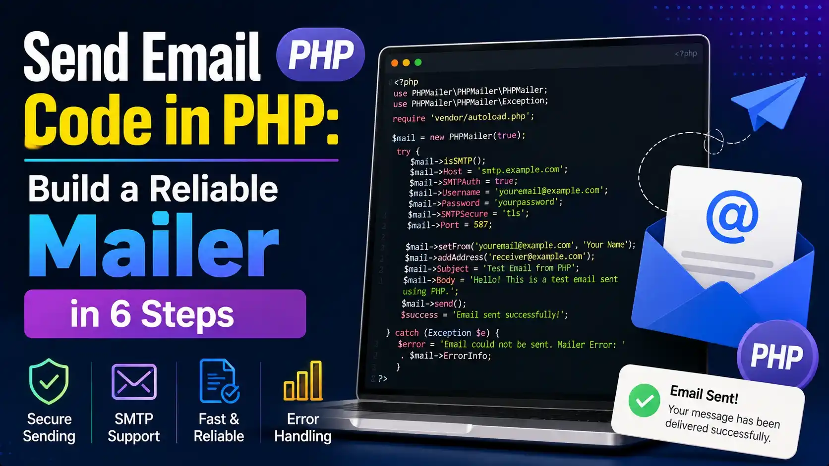 Send Email Code in PHP: Build a Reliable Mailer in 6 Steps